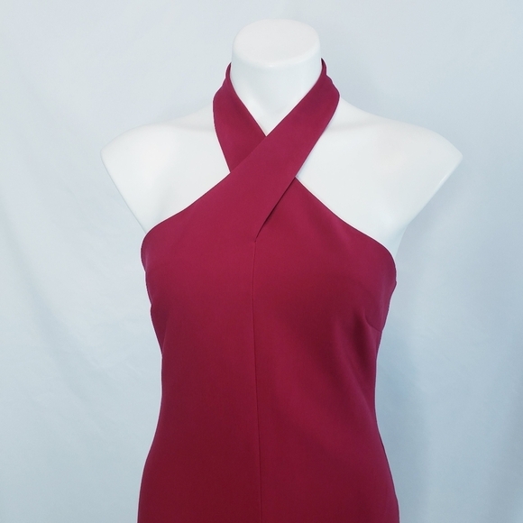 Likely Jenny Formal High Low Halter Gown Dress Berry Red 6 - Picture 3 of 12
